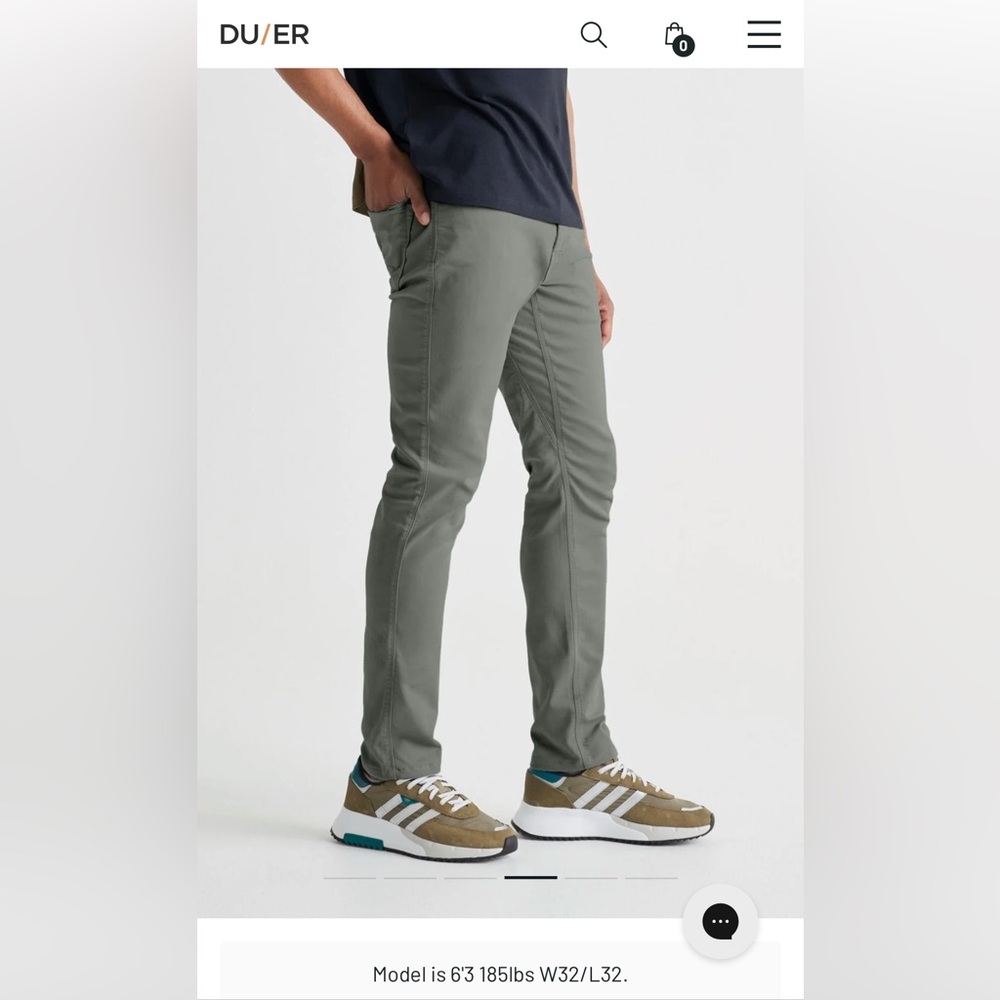 DU/ER Slim Fit Performance Pants in Grey